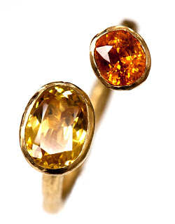 Yellow Sapphire & Mandarin Garnet 18kt gold ring