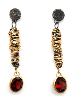 Gold/Silver garnet earrings